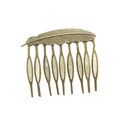 2pcs Retro Feather Mini Bronze Side Combs Decorative Hair Combs Set