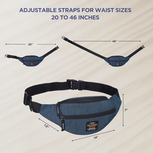 Image of WILDHORN 2.4L Waist Bag for Men Women I Ultra Strong Stitching, Sturdy Zippers, Waterproof, Large Fanny Pack for Hiking Travel Camping Running Sports with Adjustable Strap (Blue Melange)