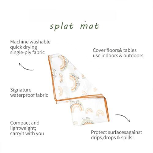Image of Baby Splat Mat for Under High Chair, 51 x 51 Inch(Rainbow)