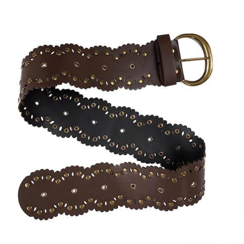 Fashionable Wide Belt 7.5cm Metal Studded Design Waist Cincher Band PU Leather Waist Strap For Casual Or Formal Trendy Rivets4