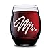 GSM Brands Mr and Mrs Stemless Wine Glasses for Bride and Groom Wedding Celebration (Set of 2), Made of Unbreakable Tritan Plastic and Dishwasher Safe - 16 Ounces