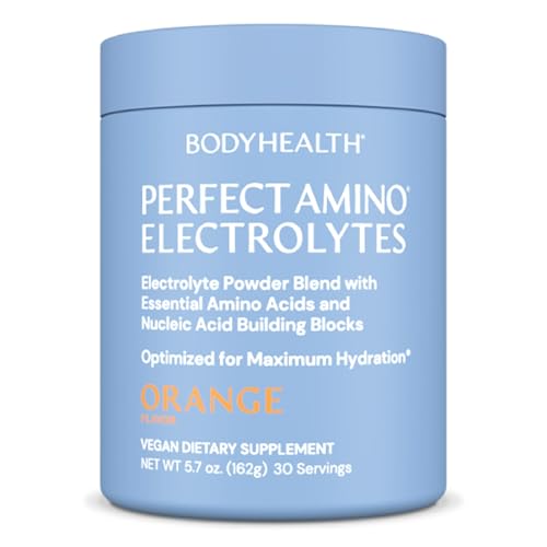 Image of BodyHealth PerfectAmino Electrolytes Powder No Sugar, Keto Sugar Free Fasting Electrolytes Drink Mix, Hydration Powder with Trace Minerals - Orange - 30 Servings