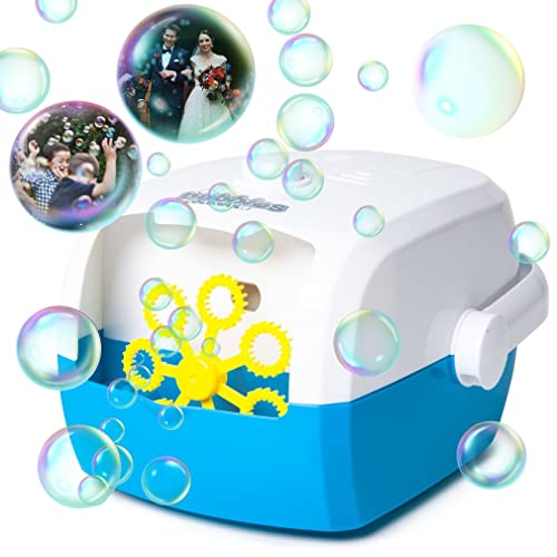Puratikodon Machine à Bulles Automatique, souffleur de Bulles Portable alimenté par Batterie pour Anniversaire de fête en Plein air/intérieur, Machine à Bulles Professionnelle pour Enfants et Adultes Cover