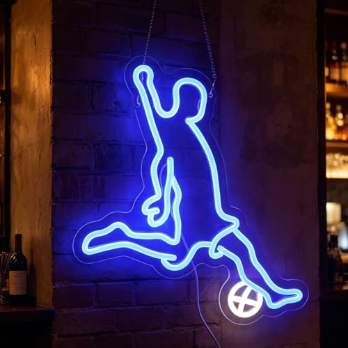 Image of Football Lover Neon Sign, Soccer Sport Neon Light Sign, Football Club Lights, Led Light Up Signs for Football Team Dormitory Man Cave, Bedroom Game Room Wall Art Decorations Christmas Birthday Gifts