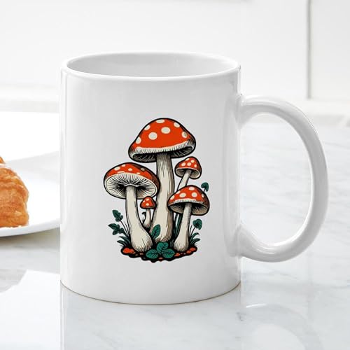 Taza de cerámica de 11 oz con diseño de hongos miniatura 5