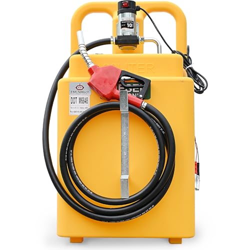 FMCNMech 32 Gallon Diesel Transfer Tank with 12V Electric Pump, 10 GPM Flow, Portable Diesel Fuel Caddy with Auto Shut-off Nozzle & Wheels, Heavy-Duty Diesel Tank for Trucks, Tractors and Construction Equipment