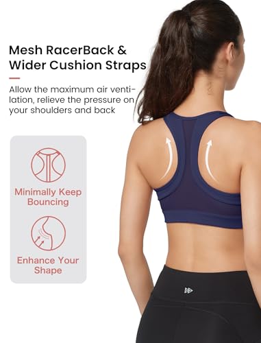 Image of Yvette Zip Front Sports Bra - High Impact Sports Bras for Women Plus Size Workout Fitness Running