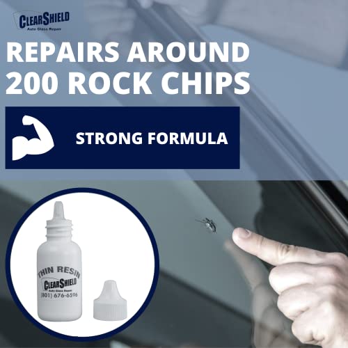 Image of Clearshield Windshield Repair Resin - Auto Glass Repair Resin - Resin for Glass Scratch Repair - 2-in-1 Thin Resin and Pit Sealer