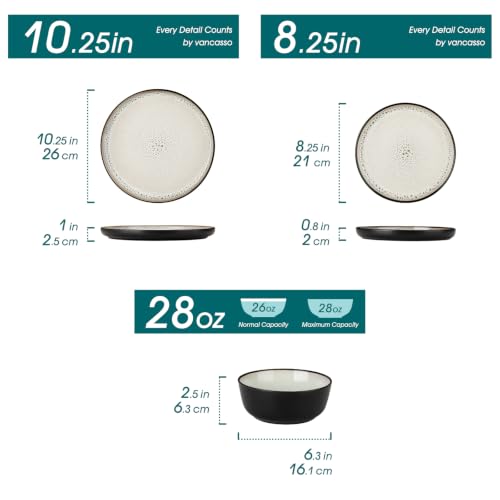 Image of vancasso 24-Piece Grayish Beige Stoneware Plates and Bowls Sets for 8