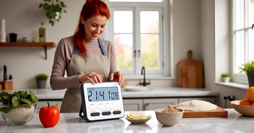 Image of JASIFS Digital Magnetic Multi-Function Timer Clock with Large LCD Display, Loud Alarm, Retractable Stand, Stopwatch Stand Hanging Hole, Countdown Flashing Light, Dual-Purpose Time Management Clock