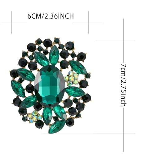 Image of LAXPICOL Vintage Austrian Crystal Elegant Flower Brooch for Women Broach Pin Wedding Jewelry Antique-Gold Tone