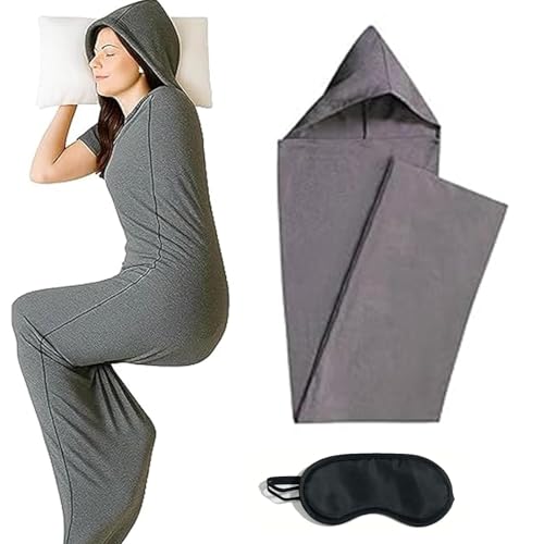 Compression Sleep Sack Adult, Hooded Sleep Pod - Adult Swaddle Wearable Blanket for Enhanced Comfort, Stress & Anxiety Relief (M)