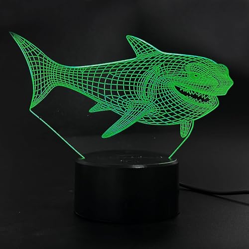 Lámpara de mesa 3D ilusión óptica tiburón 7 colores miniatura 6