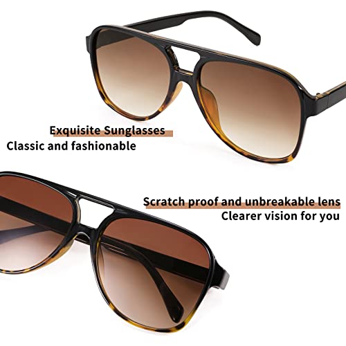 Image of FEISEDY Vintage Retro 70s Plastic Aviator Sunglasses Women Men Classic Large Squared Frame B2751