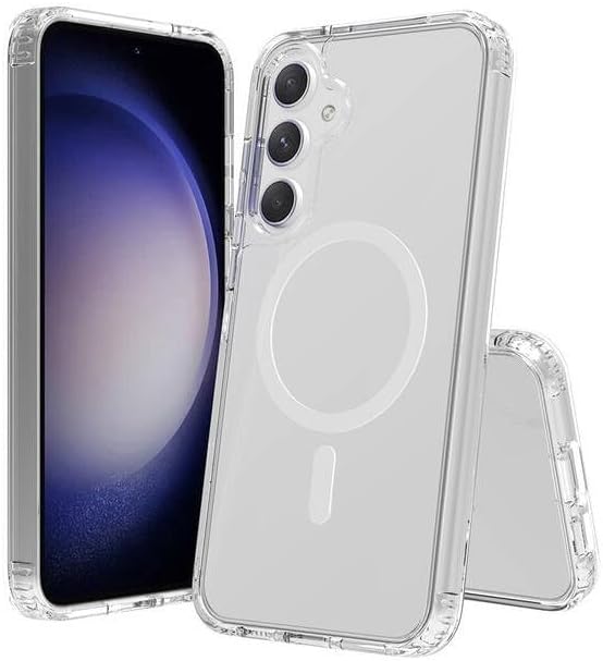 Coverzone Samsung Galaxy S23 Fe ile uyumlu Kılıf Z-Tacsafe Wireless Halka Şeklindeki Magnetik Dizayn Attractive Kapak Şeffaf