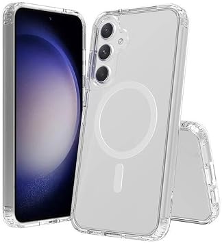 Coverzone Samsung Galaxy S23 Fe ile uyumlu Kılıf Z-Tacsafe Wireless Halka Şeklindeki Magnetik Dizayn Attractive Kapak Şeffaf
