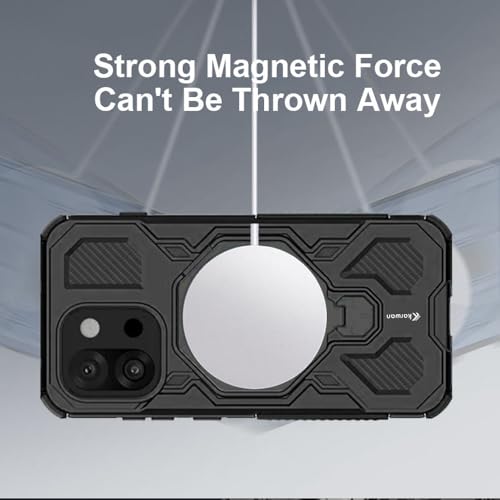 Image of KARWAN Tough Shockproof Armor Back Case Cover Compatible with Oneplus 13T with 360 Degree Rotation Magnetic Attraction Ring, Holder Heavy Duty Rugged Cover with MagEaze Wireless Charging (Black)