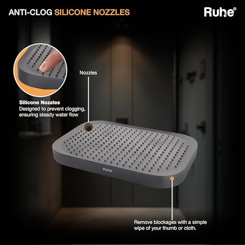 Image of Ruhe Horizon Overhead Shower (15 x 10 Inches) | Rainfall Showerhead | Easy Install | Luxury Spa Experience, Matte Finish