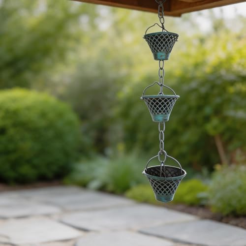 Chaîne de pluie en fer robuste finition bronze de 2,7 m pour corniche - 6