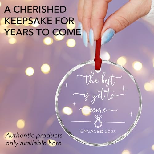 Engagement Gifts for Couples - Glass Christmas Ornament, Personalized Gifts for Newly Engaged Couples, Happy Engagement Ideas for Her, Bride to Be - Engaged for Her, Friends
