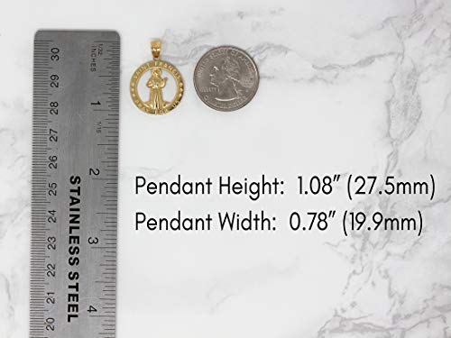 10k Gold Saint Francis of Assisi Pray for Us Round Charm Pendant2
