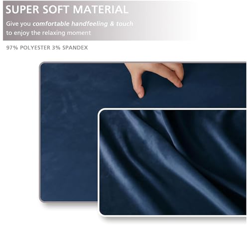 Housse de canapé extensible résistante à l'usure et flexible bleu 3 places