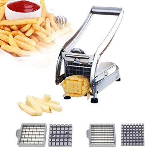housesweet Broyeur de Pommes de Terre Français Fry Coupe-Légumes Dicer Machine en Acier Inoxydable Coupe-Pommes de Terre pour Frites Ménage avec 4 Trancheuse