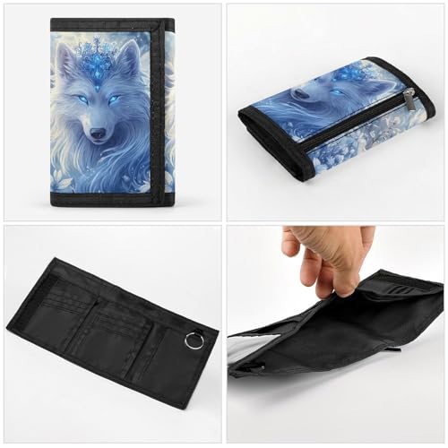 White Wolf Trifold Wallet Slim Credit Card Holder Minimalist Front Pocket Money Clip for Women Men 5