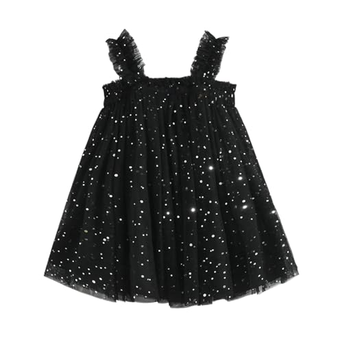Vestido de verano para niña ligero con lunas brillantes y volantes finos