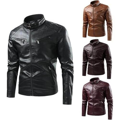 Chaqueta de cuero sintético para hombre estilo vintage miniatura 2