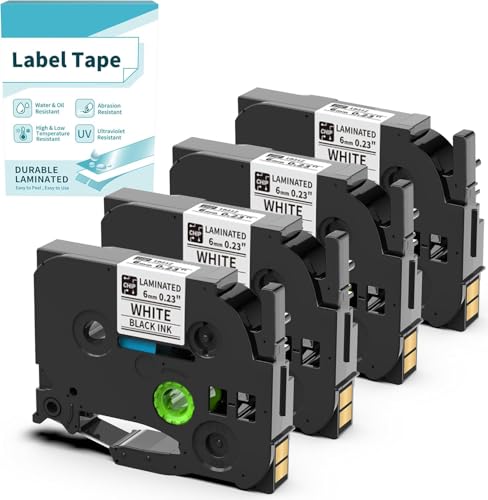 6mm Label Tape TZe-211 Compatible with Brother TZe TZ Tape 6mm 0.23 Laminated White BZ Tape 1B21Z for Vixic D210S H1100 D480BT P780BT E1000 P3200 & P Touch PT-D220 PT-D210 PT-H110 PT-D400 Label Maker
