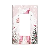 Dinosaur Light Switch Cover Plate, Peach Dino with Hat for Christmas, Winter Holiday Decor for Kids Room, Standard Size Single Rocker