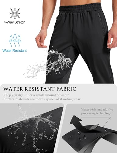 MAGCOMSEN Men's Fleece Lined Winter Warm Pants Water Resistant Workout Athletic Casual Sweatpants with 3 Zipper Pockets4