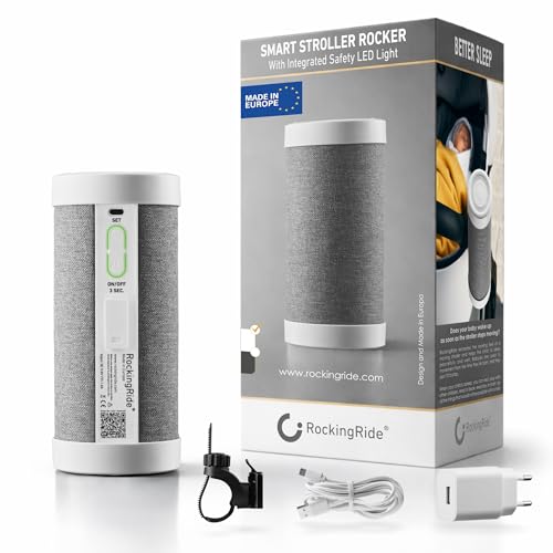 Mecedor Automático Recargable para Cochecito de Bebé – Ayuda para Dormir con Balanceo Suave, 3 Velocidades, Luz LED de Seguridad, USB C, hasta 30 h   RockingRide PRO (Blanco)