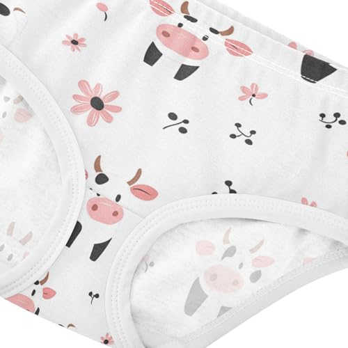 Wusikd Cartoon Cow Flower Girls' Underwear Cotton Cute Girls Briefs Soft Toddler Underwear 2T4