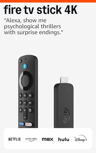 Amazon Fire TV Stick 4K (newest model) with AI-powered Fire TV Search, Wi-Fi 6, stream over 1.8 million movies and shows, free & live TV