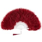 BABEYOND Marabou Feather Fan 20s Vintage Folding Fan Flapper Hand Fan for Costume Dancing Show Tea...
