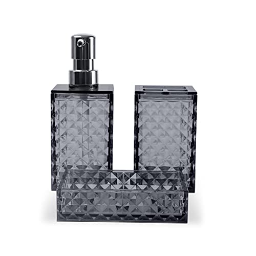 Conjunto Banho Classic, 3 Peças, Porta-Sabonete Líquido/Porta-Sabonete em Barra/Porta-Escova de Dent