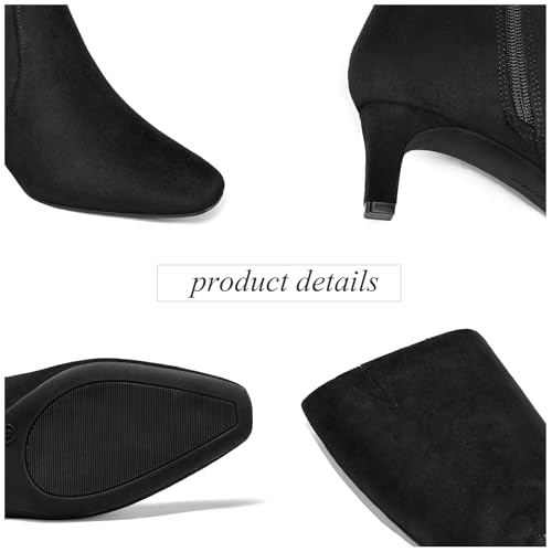 mysoft Women's Knee High Boots Kitten Heel Square Toe Fashion Tall Boots Side Zipper Long Boots3