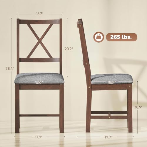 Image of HOMCOM Wooden Dining Chairs Set of 2 with X-Back, Farmhouse, Walnut