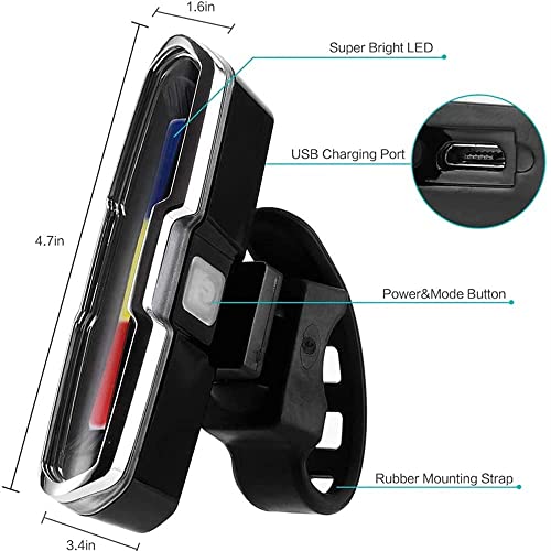Image of Fastped Bicycle USB Rechargeable Tail Light Police Light Type 3 Colors (Red,Blue,White) Rear Light with Changing Colors, Waterproof Cycling Lights Wide-Angle Visibility - Suitable for Cycling