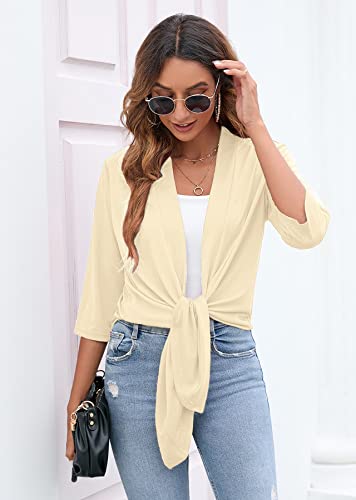 Image of Heymoments Women's Lightweight Open Front Cardigans 3 /4 Sleeve Casual Soft Drape Fall Cardigan S-2XL