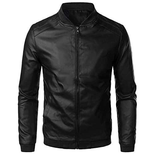 Giubbotto Moto Uomo, Giacca Tuta da Moto Giacca per Il Tempo Libero All'aperto Vintage Antivento Cappotto con Cerniera Giubbotto Moto Uomo 4 Stagioni Giacca Mezza Stagione alla Moda, Classica, Nero