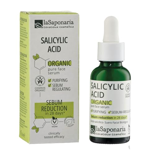 La Saponaria | Sérum Facial Purificante con Ácido Salicílico Orgánico 30 ml – Seborregulador Natural, Anti-Imperfecciones, Piel Grasa y Mixta, Sin Perfume, Vegano