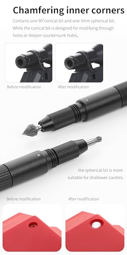 Image of DSPIAE Chamfering Tool Set, 60 and 90 Degree Blades Each 4pcs, Conical and 3mm Spherical Bits with Handle