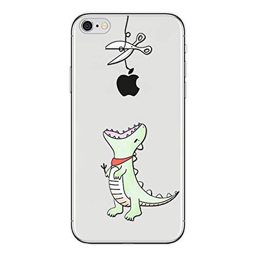 Preisvergleich Produktbild Homikon Silikon Hülle Karikatur TPU Silikon Tasche Handyhülle Transparente Durchsichtig Kirstall Clear Weiche Schutzhülle Stoßdämpfend Case Cover Kompatibel mit iPhone 7 / 8 - Grüner Dinus