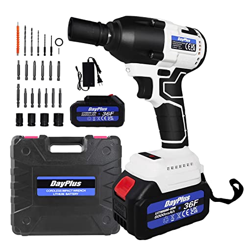 Multifunktionaler Schlagschrauber Akku-Bohrmaschine, bürstenloser Motor, 1/2 Zoll Vierkant 420Nm Drehmoment mit 2 Stück…