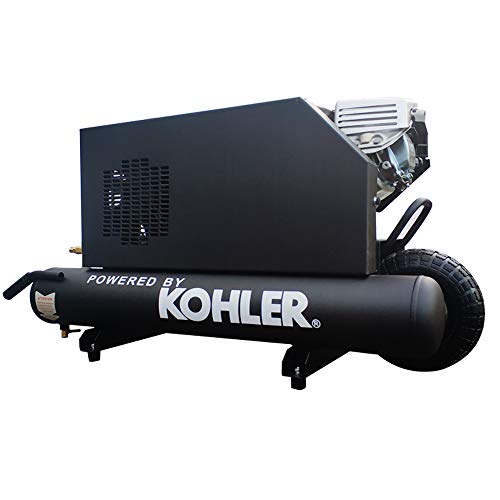 HPDMC 6.5HP Gas Driven Piston 9.5Gal Tank Grade Belt Driven Air Compressor with KOHLER Engine Wheelbarrow Twin Protable 12cfm @ 125psi Industrial Air pump