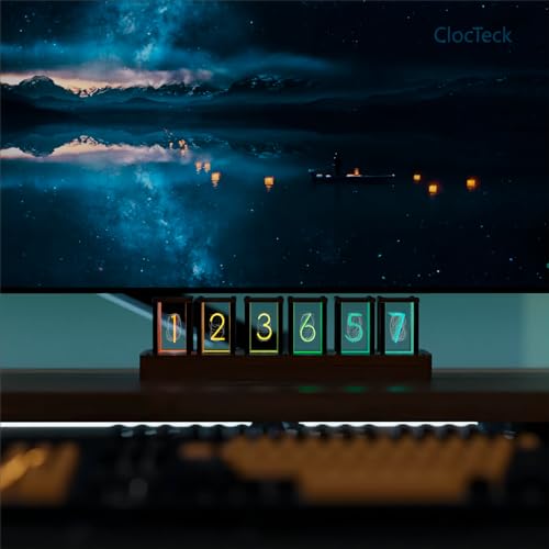 Image of Nixie Tube Clock Walnut Digital Desk Clock, Support Wi-Fi Time Calibration, Alarm and 12 /24h Display, No Assemble Required - A Retro Gift for Friends