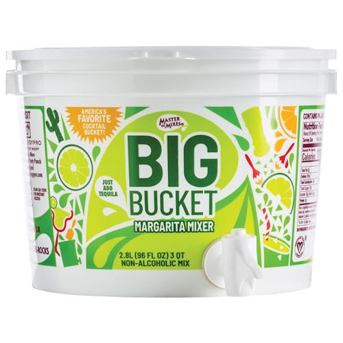 Master of Mixes Big Bucket Margarita Cocktail Mixer | Party Bucket | Just Add Spirits | Ready to Use | 2.8 Litre | Cocktail Keg | Bulit-in Pourer | Party Drinks Cocktails 25 Servings